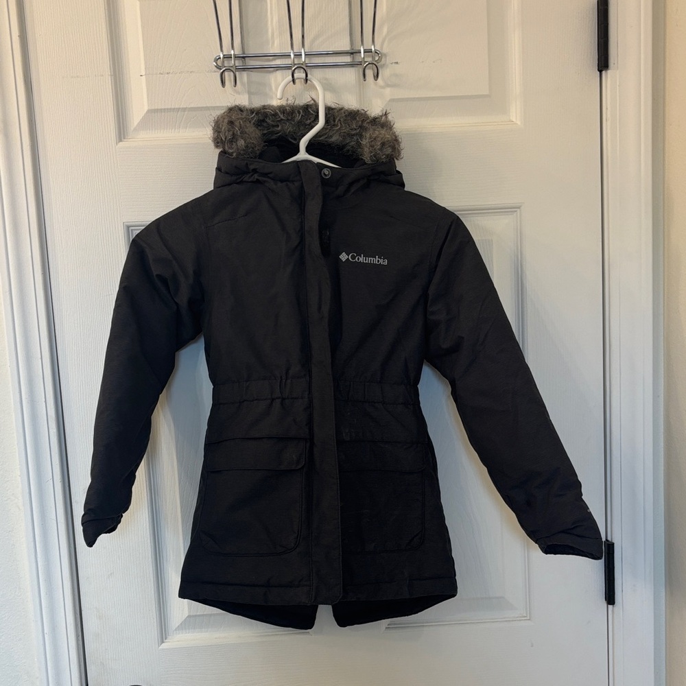 Kid Columbia Black Parka with Faux Fur Hood